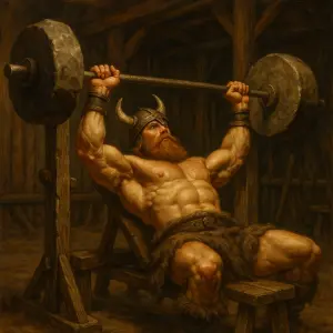 Muž provadêje Bench press v podobê Viking’s