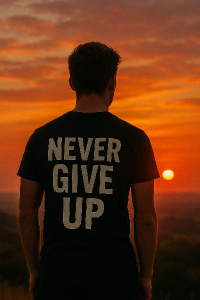 Chtěl bych aby to mělo hezké záda třeba se západem slunce a značka se jmenuje never give up