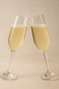 dvě skleničky na sekt , jak si jakoby ťukají