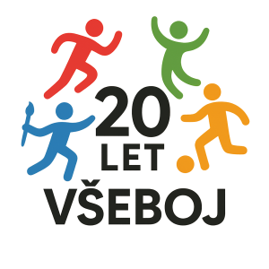 Logo sportovně kulturní akce s názvem Všeboj, která slaví dvacáté výročí založení