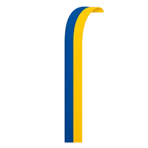 Vertical blue and yellow stripe. It bends near the top. No background