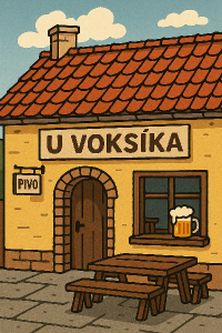 udelej kreslenou hospodu ktera se bude jmenovat u Voksíka