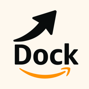 Amazon šipku a vedle toho nápis Dock