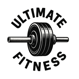 Obrázek vzpěračské osy s kotouči kolem které je nápis Ultimate Fitness
