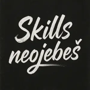 Psaným fontem brush text: Skills neojebeš