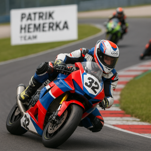 závody na motorce na supersportu za tým Patrik Hemerka, jezdec s číslem 32