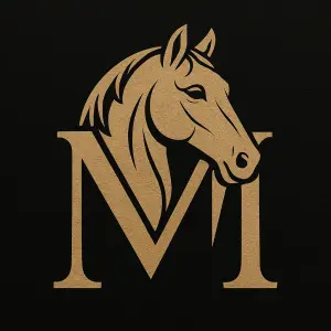 Monogram MM v pozadí hlava koně