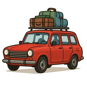 Auto na roadtrip. Bez pozadí.