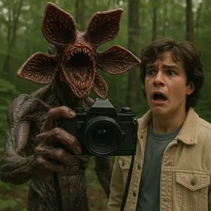 Stranger thinks demogorgon co drží kameru