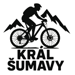 logo závodu Král Šumavy a motiv horského kolabez té koruny na hlave