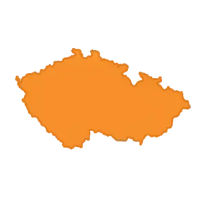 Obrys mapy ČR oranžový bez podkladu