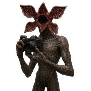 Stranger things demogorgon co drží kameru. Jen Demogorgon bez lidí a png. Bez pozadí