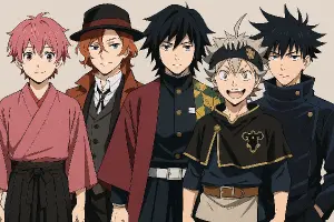 Sakura Haruka, Chuya Nakahara, Giyu Tomioka, Asta a Megumi Fishiguro společně
