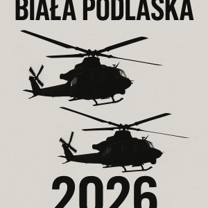 Nahoře nápis Biala Podlaska Pod ním siluety 2 šikmo letících UH 1Y Venom Pod nimi 2026