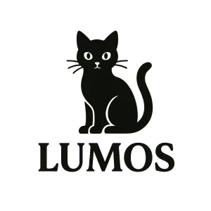 Logo s nápisom LUMOS a s kočkou