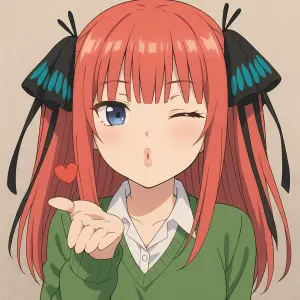 Nakano Nino jak posílá pusu