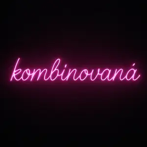 Napiš pouze slovo - kombinovaná (v neonově růžové barvě a lehkým písmem