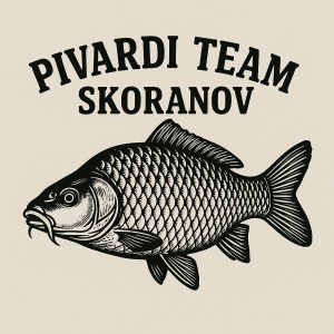 Kapr a nad ním nápis PIVARDI TEAM SKORANOV