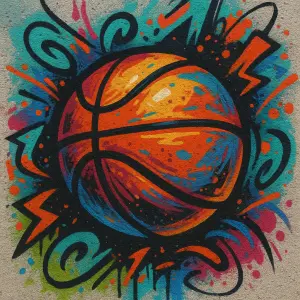 Grafiti basketbalový balón, moderní styl pro teenegery