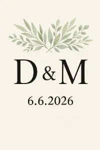 Prosím generuj obrázek pro novomanžele, chci, aby tam bylo datum 6.6.2026 a iniciály jejich jmen, tj. "D" a "M"
