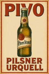 Pivo Pilsner Urquell v retro stylu