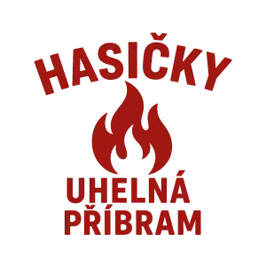 Nápis: Hasičky Uhelná Příbram, aby bylo červené a nějak do toho zakomponovat plamen prostě takové logo