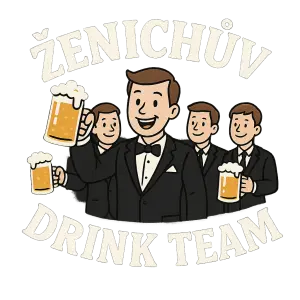 tématika rozlučky se svobodou, nejaky vtipny slogan s grafikou ženichův drink team