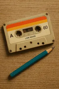 Retro kazeta s tužkou.