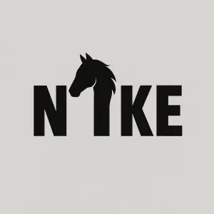 Vytvoř nápis Nike a místo písmene "i" vlož obrys koňské hlavy