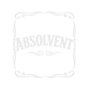 logo Jack Daniels ale místo tohoto názvu ve stejné grafice slovo Absolovent