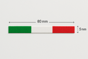 proužek v barvách italské trikolory dlouhý 80mm a široký 5mm
