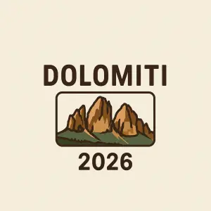 Na predni casti bude maly obrazek pohori a maly napis DOLOMITI 2026