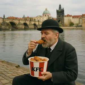Vítězslav Novák si dává kybla u Vltavy