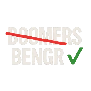 Vytvoř text: BOOMERS škrtnuto BENGR fajfka