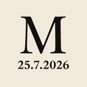 Datum 25.7.2026, inicialy M