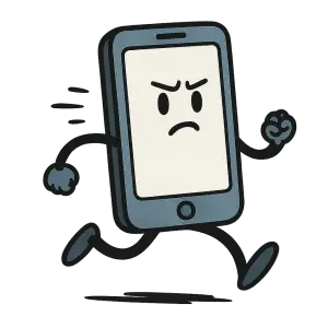 Telefon, který utíká, bez pozadí