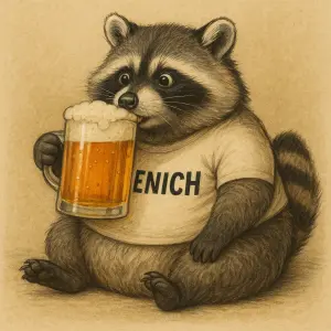 tlustý mýval pijící pivo s nápisem ženich