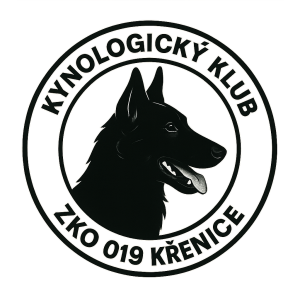 Logo kynologickeho klubu ZKO 019 Křenice se siluetou hlavy belgickeho ovcaka (malinios) vylepsi tu siluetu hlavy