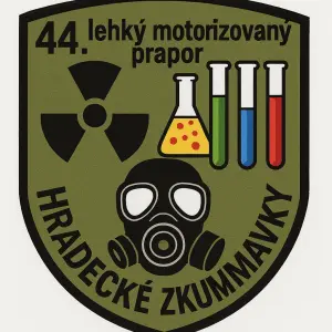 Znak 44.lehkého motorizovaného praporu, družstvo radiačního a chemického průzkumu. Hradecké zkumavky.