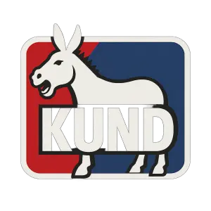 Vytvoř jednoduchý grafický motiv na tričko v podobě parodie na sportovní logo.Na středu trička je velký bílý nápis „KUN