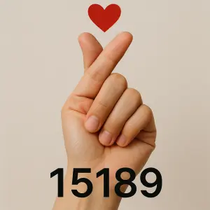 Korejské srdce vytvořené z prstů a číslo 15189
