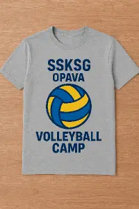 Tričko na volejbalový kemp pro klub s názvem SSKSG Opava. Základem obrázku by měl být volejbalový míč a název klubu.