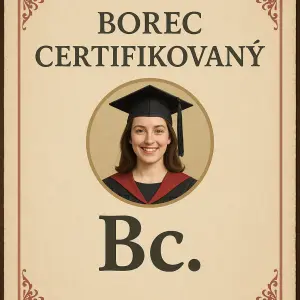Borec Certifikovaný jakože že zkratka titulu z promoce Bc. ale pro ženu