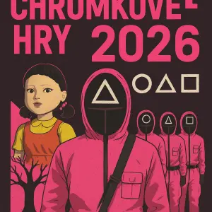 Napis ruzovy ve stylu squid game - Chrumkove hry 2026 a obrazky ze squid game