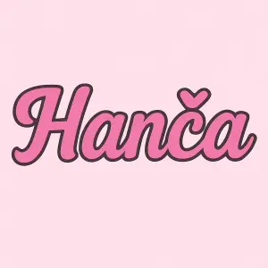 Růžový napis Hanča