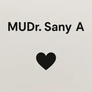 Na prvním řádku napis - MUDr. Sany A na středu pod tim srdíčko