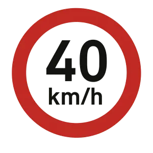 Diagram značky: Nejvyšší povolená rychlost 40 km/h