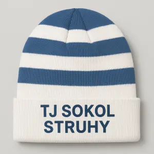 Modrobílá čepicePruhovanánápis: TJ SOKOL STRUHY