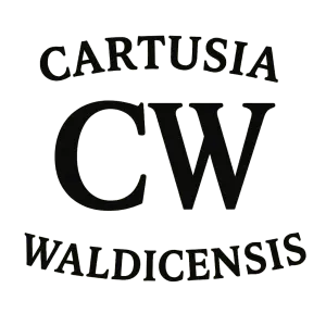 Logo CW, písmeno C bude menší v písmenu W uprostřed, nápis Cartusia bude nad písmeny, nápis Waldicensis bude pod písmeny
