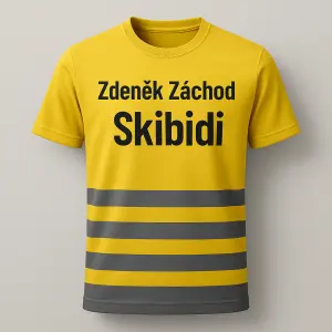 Hej vygeneruj žlutý dres a ze předu budou šedé pruhy zepředu dole šedé pruhy a vzadu jméno Zdeněk Záchod Skibidi
